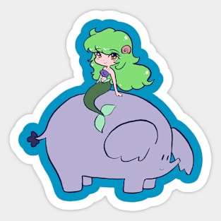 Mermaid and Elephant Sticker